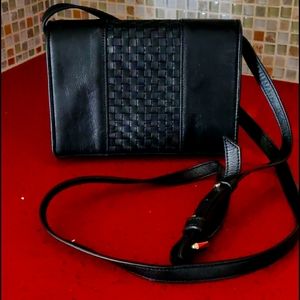 Cole Haan Leather Partial Woven Crossbody/Clutch